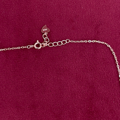92.5 Silver Rose Gold Plated White CZ Drop Necklace for Women