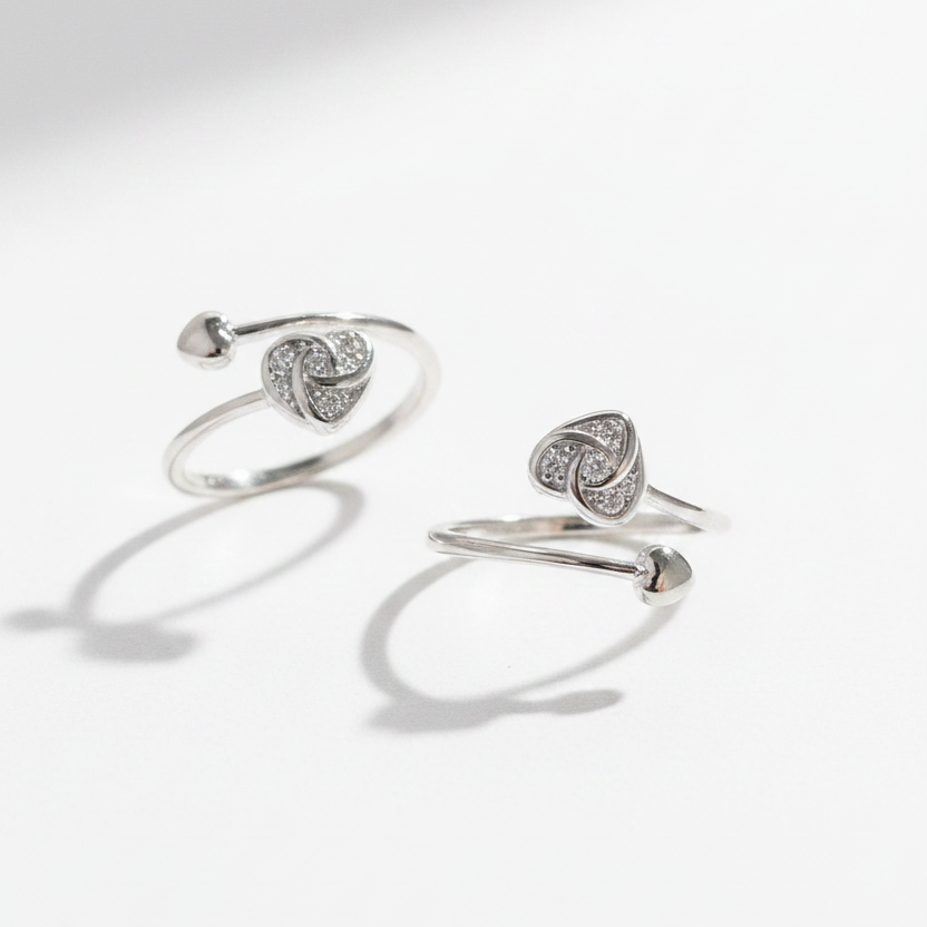 92.5 Silver Toe Rings for Women | Spiral Heart Design | Traditional Jewellery