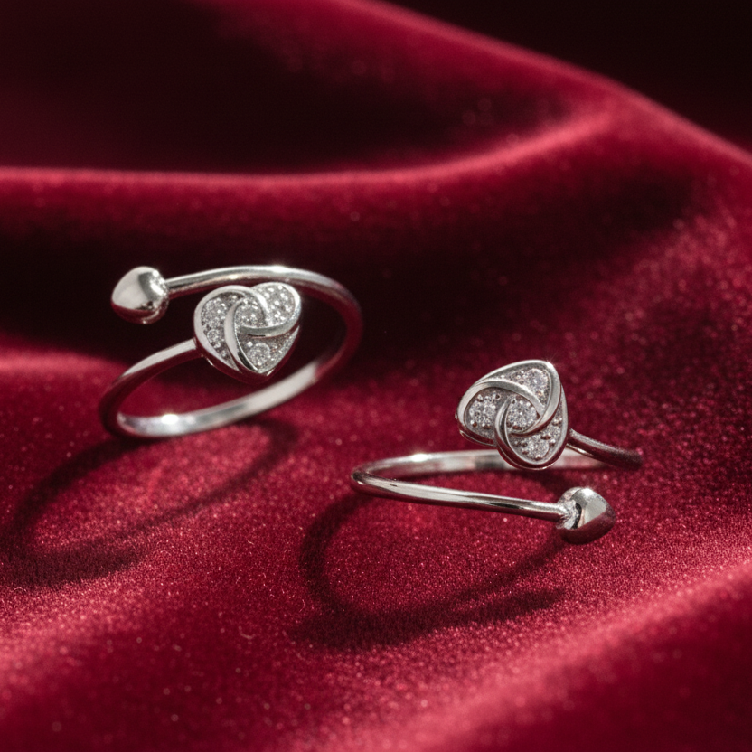 92.5 Silver Toe Rings for Women | Spiral Heart Design | Traditional Jewellery