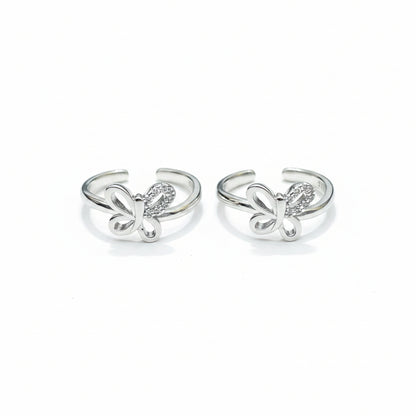 92.5 Sterling Silver CZ Butterfly Open Toe Rings