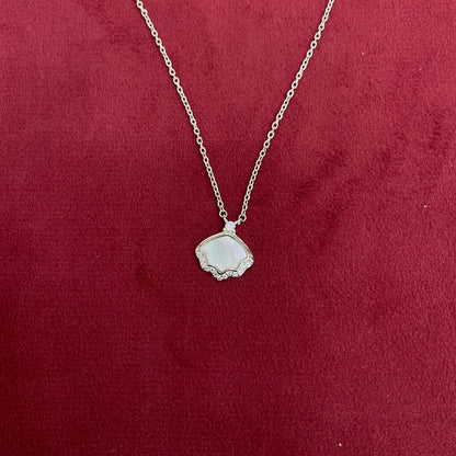 925 Silver Scalloped MOP Pendant Chain for Women