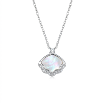 925 Silver Scalloped MOP Pendant Chain for Women