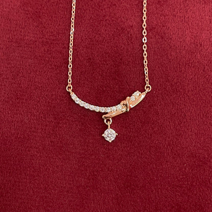 92.5 Silver Rose Gold Plated White CZ Drop Necklace for Women