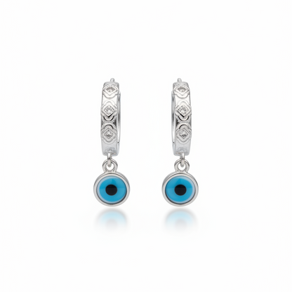 92.5 silver stylish evil eye bali earrings