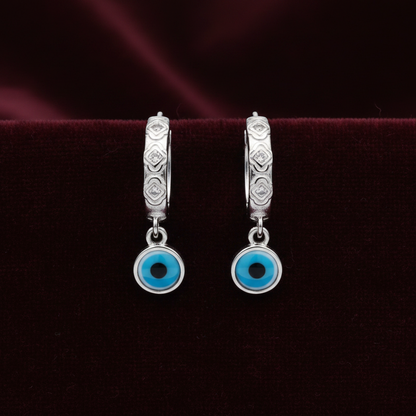 92.5 silver stylish evil eye bali earrings