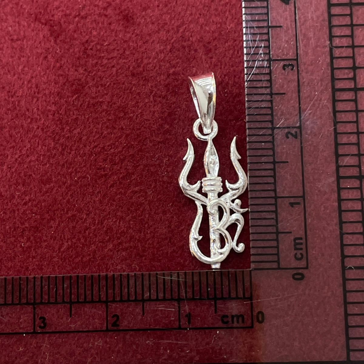 92.5 Sterling Silver Trishul Om Pendant