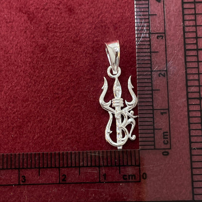 92.5 Sterling Silver Trishul Om Pendant