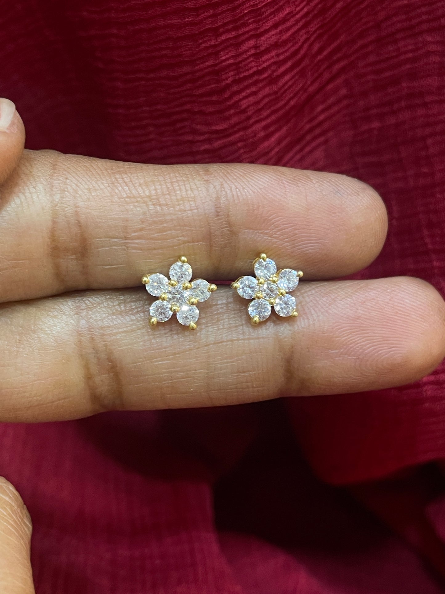 925 Silver Gold Plated 5 Petal Studs for Women | Floral Design
