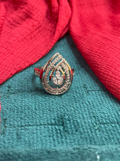 92.5 Silver Stylish Ring for Women Size 12 | Sleek Elegant Design | Everyday Wear Jewellery