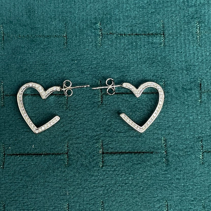 92.5 Silver Heart Shape Earrings | Romantic Elegant Design | Jewellery pair