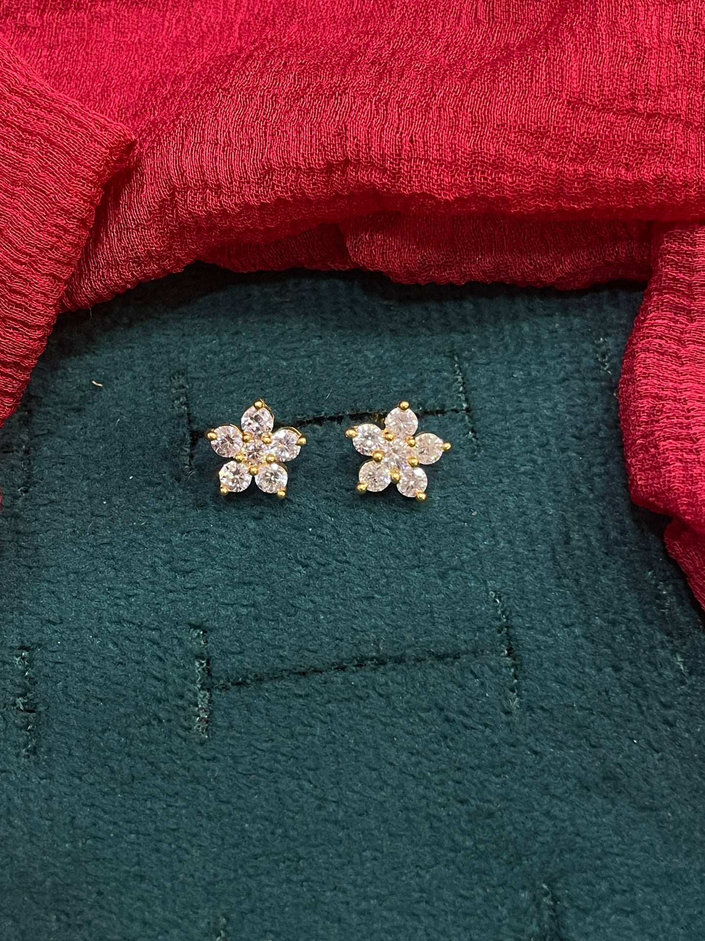 925 Silver Gold Plated 5 Petal Studs for Women | Floral Design