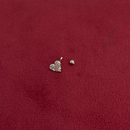 925 Silver Heart Studs - Ball back pair