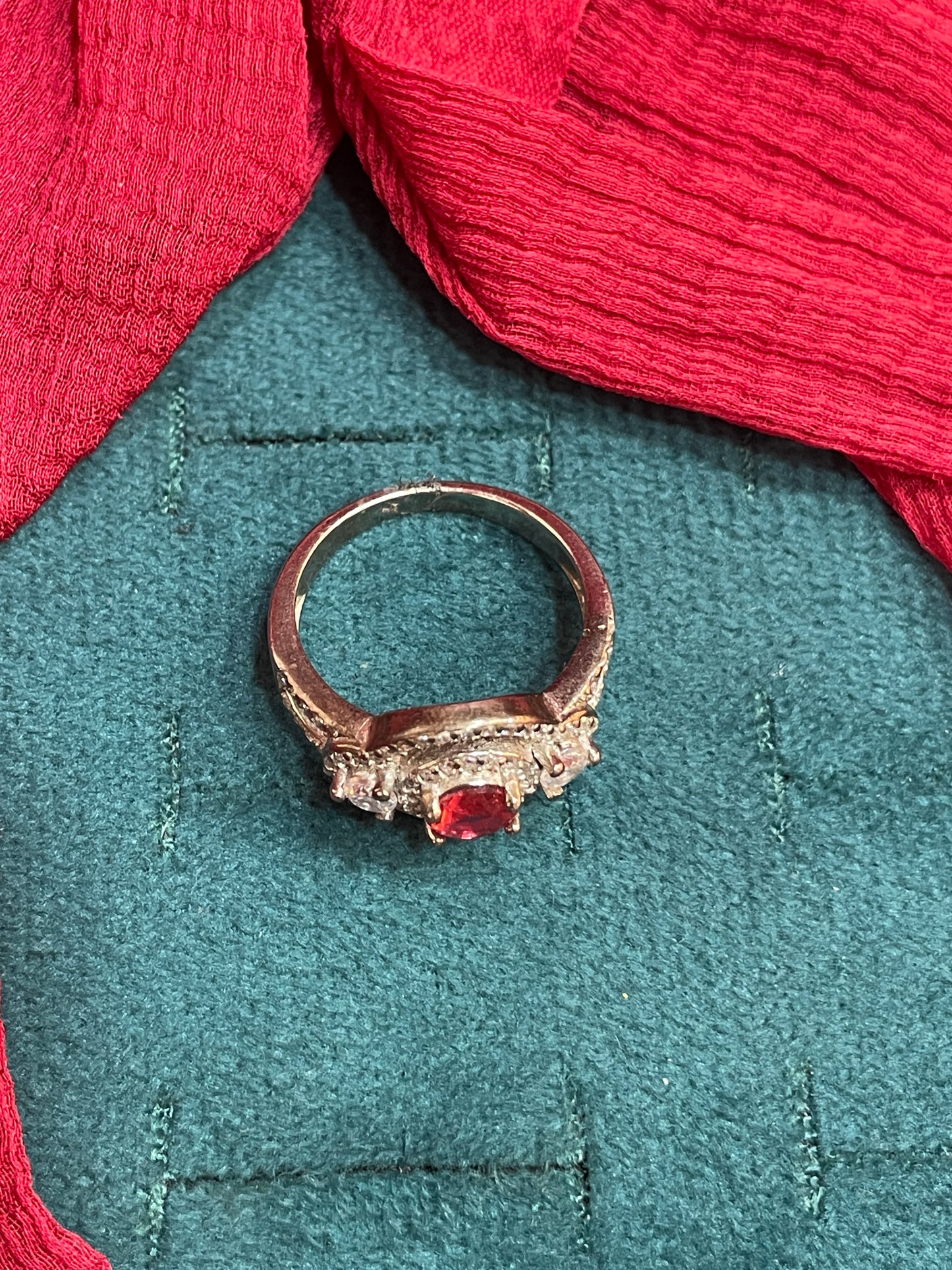 92.5 Silver Red Stone Ring for Women Size 14 | Stylish Elegant Design | Premium Jewellery