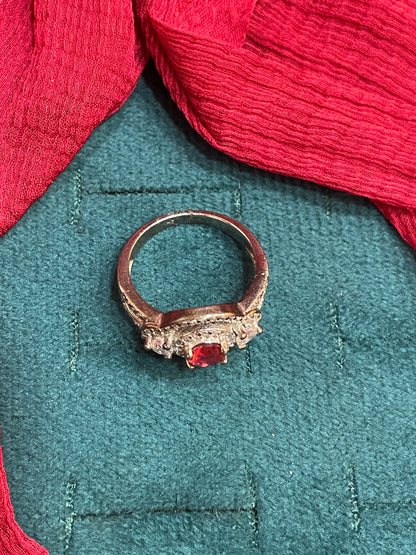 92.5 Silver Red Stone Ring for Women Size 14 | Stylish Elegant Design | Premium Jewellery