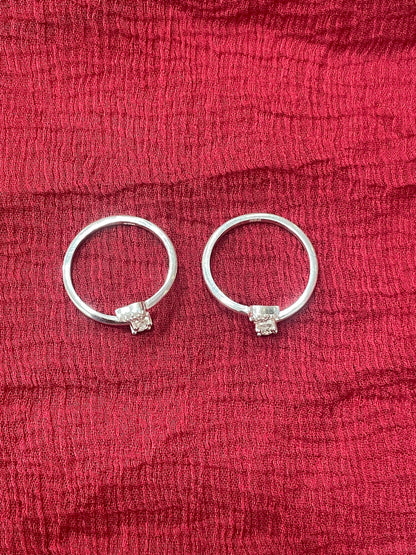 92.5 Silver White Stone Toe Rings | Classic Elegant Design | Jewellery