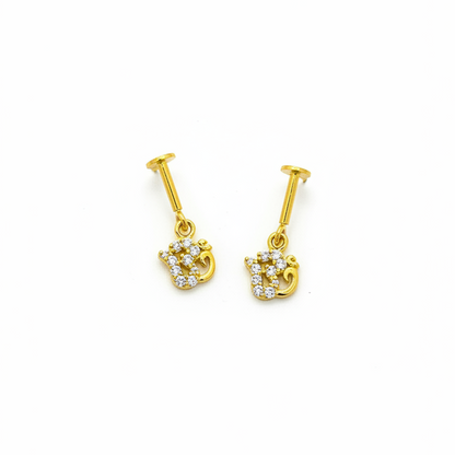 925 Sterling Silver Gold Plated Om Dangler Bugadi Pair for Women | Traditional Design