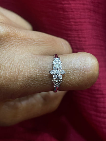 925 Silver Flower Ring - Size 11