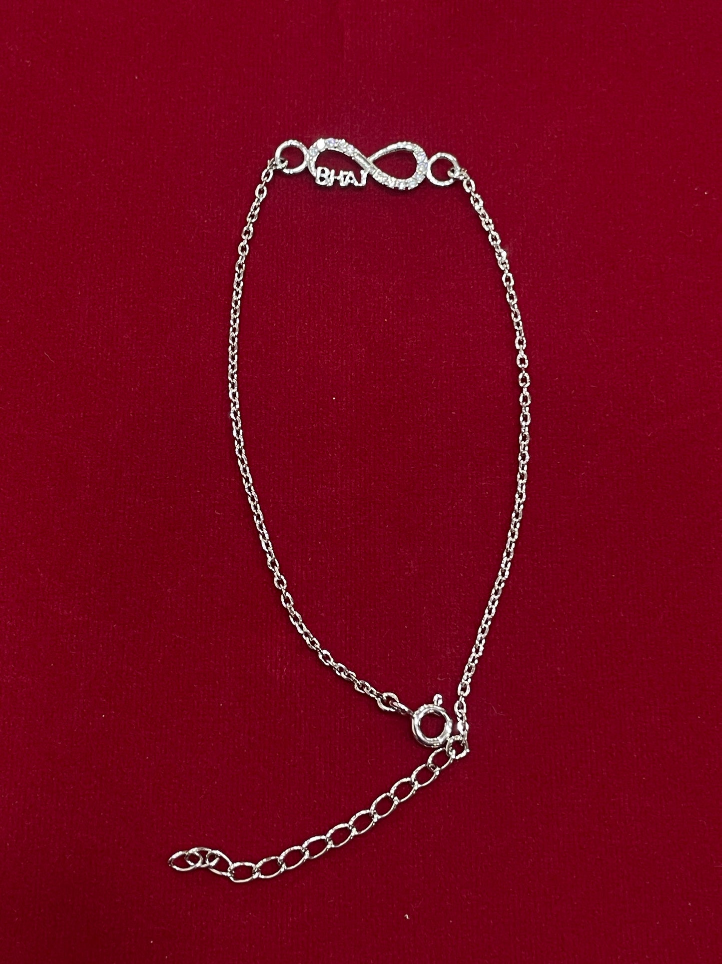 925 Sterling Silver Bhai Infinity Rakhi | CZ Stone Chain Rakhi for Raksha Bandhan