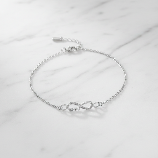 925 Sterling Silver Bhai Infinity Rakhi | CZ Stone Chain Rakhi for Raksha Bandhan