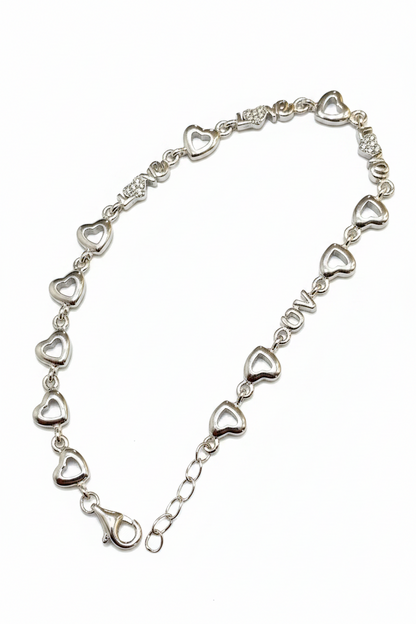 925 Silver Love Heart Bracelet
