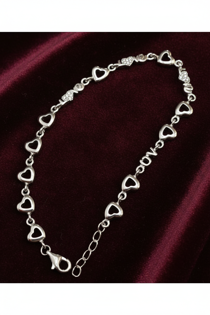 925 Silver Love Heart Bracelet