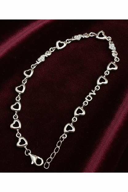 925 Silver Love Heart Bracelet