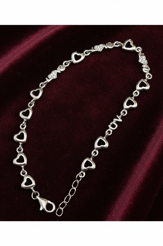 925 Silver Love Heart Bracelet