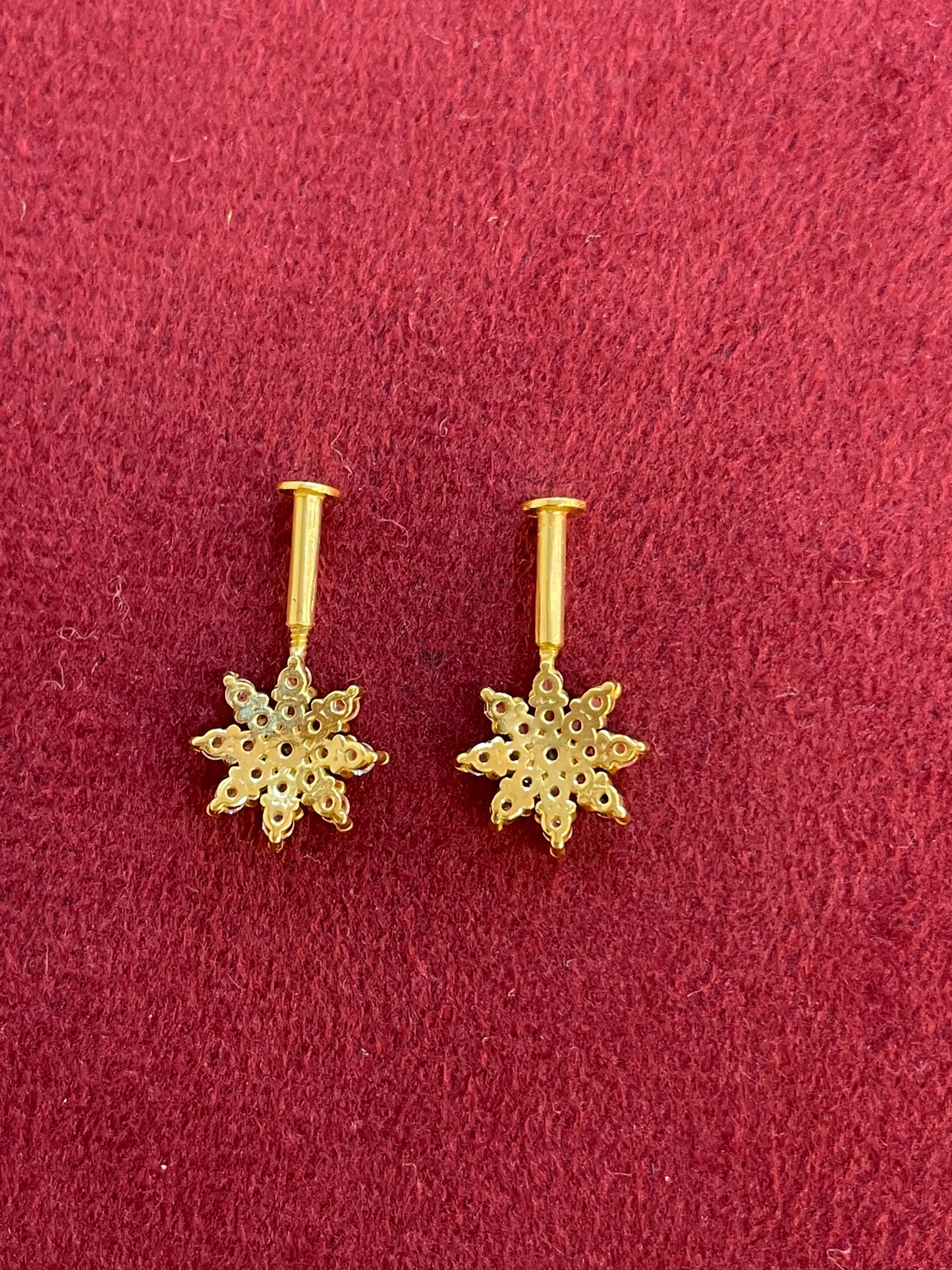 925 Silver Gold Plated 8 Petal Bugadi Pair