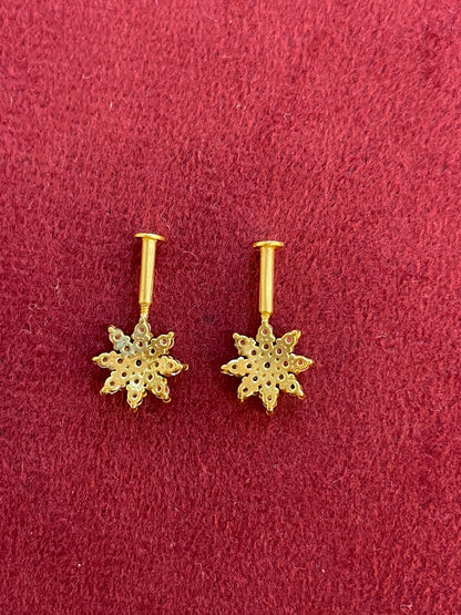925 Silver Gold Plated 8 Petal Bugadi Pair