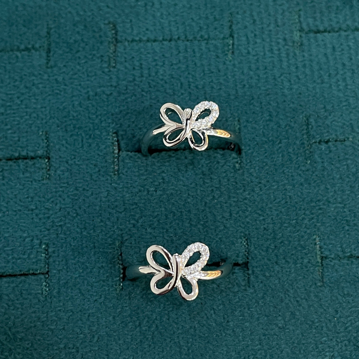 92.5 Sterling Silver CZ Butterfly Open Toe Rings