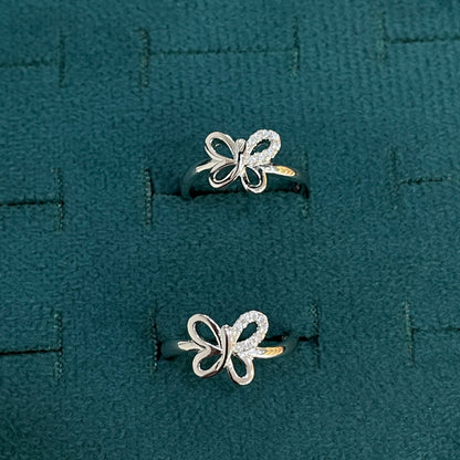 92.5 Sterling Silver CZ Butterfly Open Toe Rings