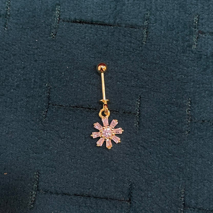 92.5 Silver Gold Plated Sun Flower Bugadi- Pair