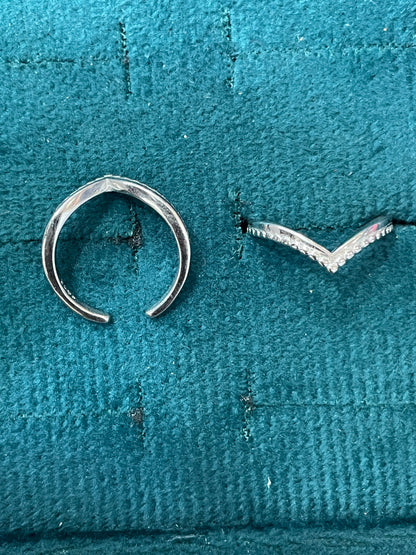92.5 Silver V Toe Rings | Stylish Elegant Design | Foot Jewellery