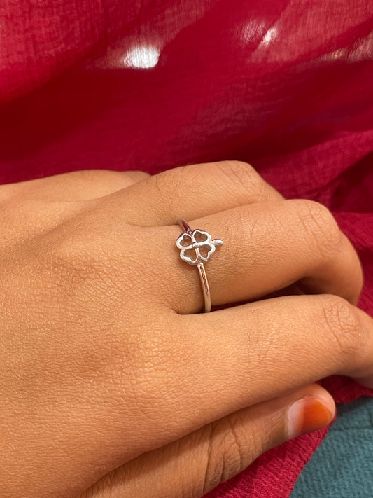 92.5 Silver Flower Ring for Women Size 14 | Stylish Petal Motif | Elegant Fashion Jewellery