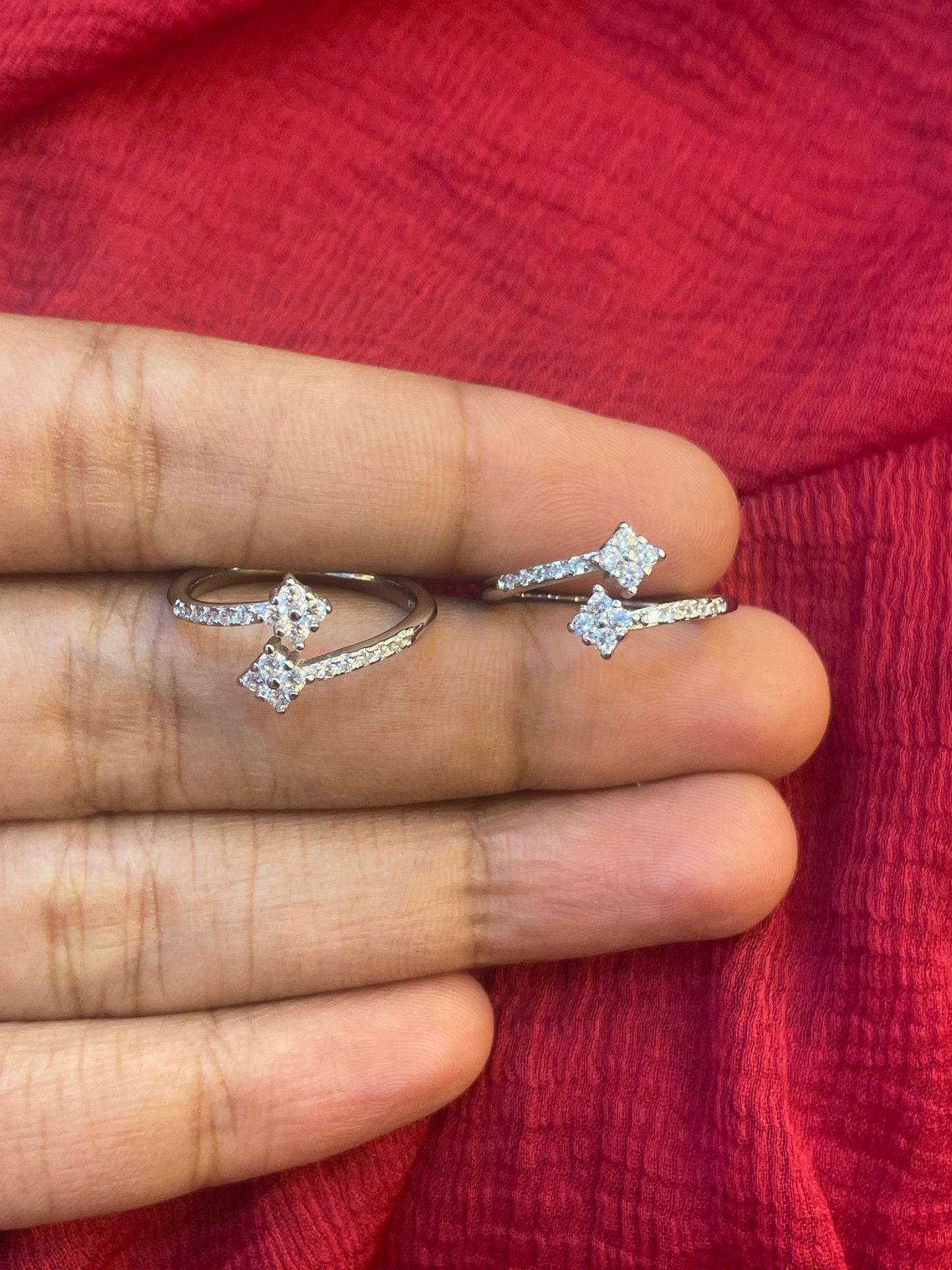 92.5 Silver CZ Studded Toe Rings for Women | Cubic Zirconia Design | Traditional Jewellery