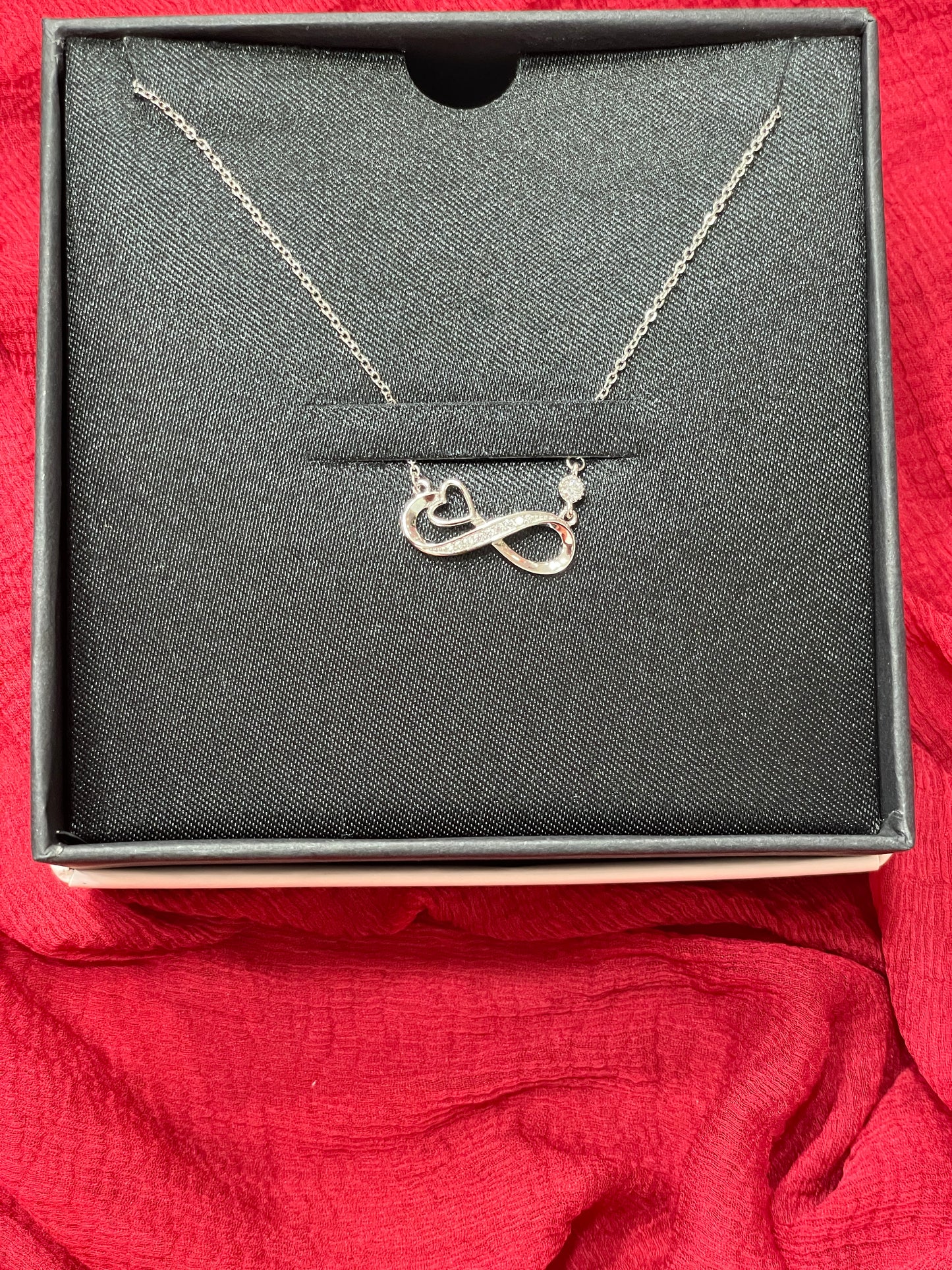 92.5 Silver Infinity Heart White Stone Chain 18.5 Inches | Premium Stylish Elegant Design | Jewellery