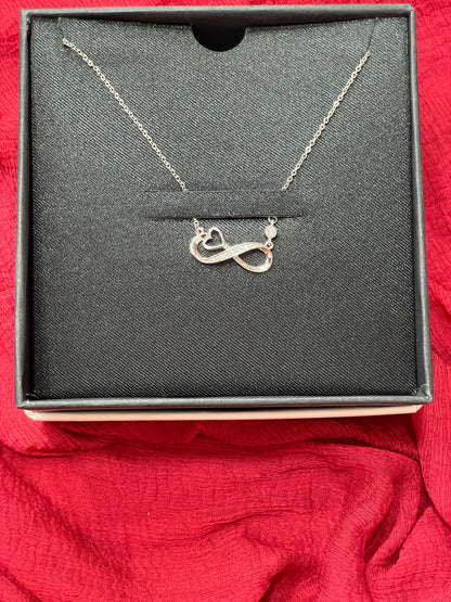 92.5 Silver Infinity Heart White Stone Chain 18.5 Inches | Premium Stylish Elegant Design | Jewellery