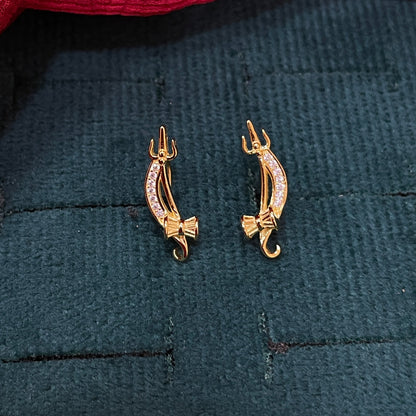 925 Sterling Silver Gold Plated Trishul Ear Cuffs for Women | Traditional & Contemporary Design