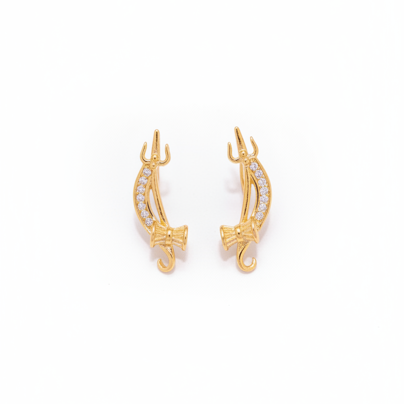 925 Sterling Silver Gold Plated Trishul Ear Cuffs for Women | Traditional & Contemporary Design