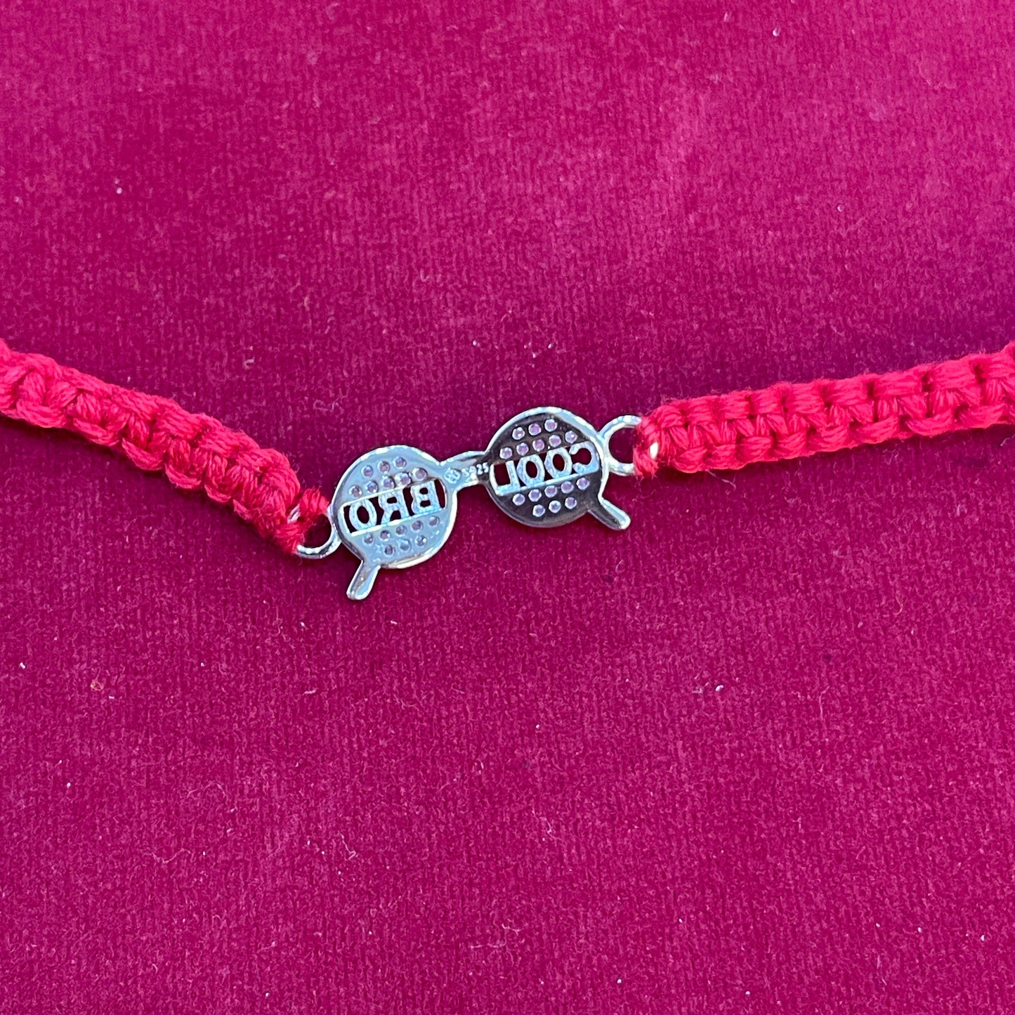 925 Sterling Silver Cool Bro Rakhi | Red Thread Rakhi for Raksha Bandhan