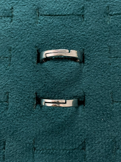 92.5 Silver Geometric Double Row Stone Couple Rings | Adjustable Band