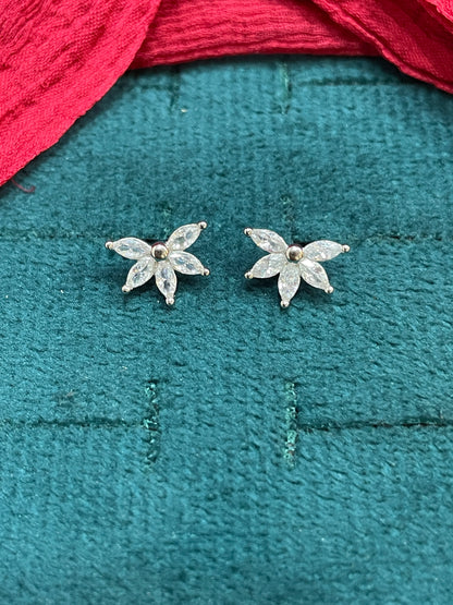 92.5 Silver Five Leaf Earrings | Minimal Floral Design | Jewellery