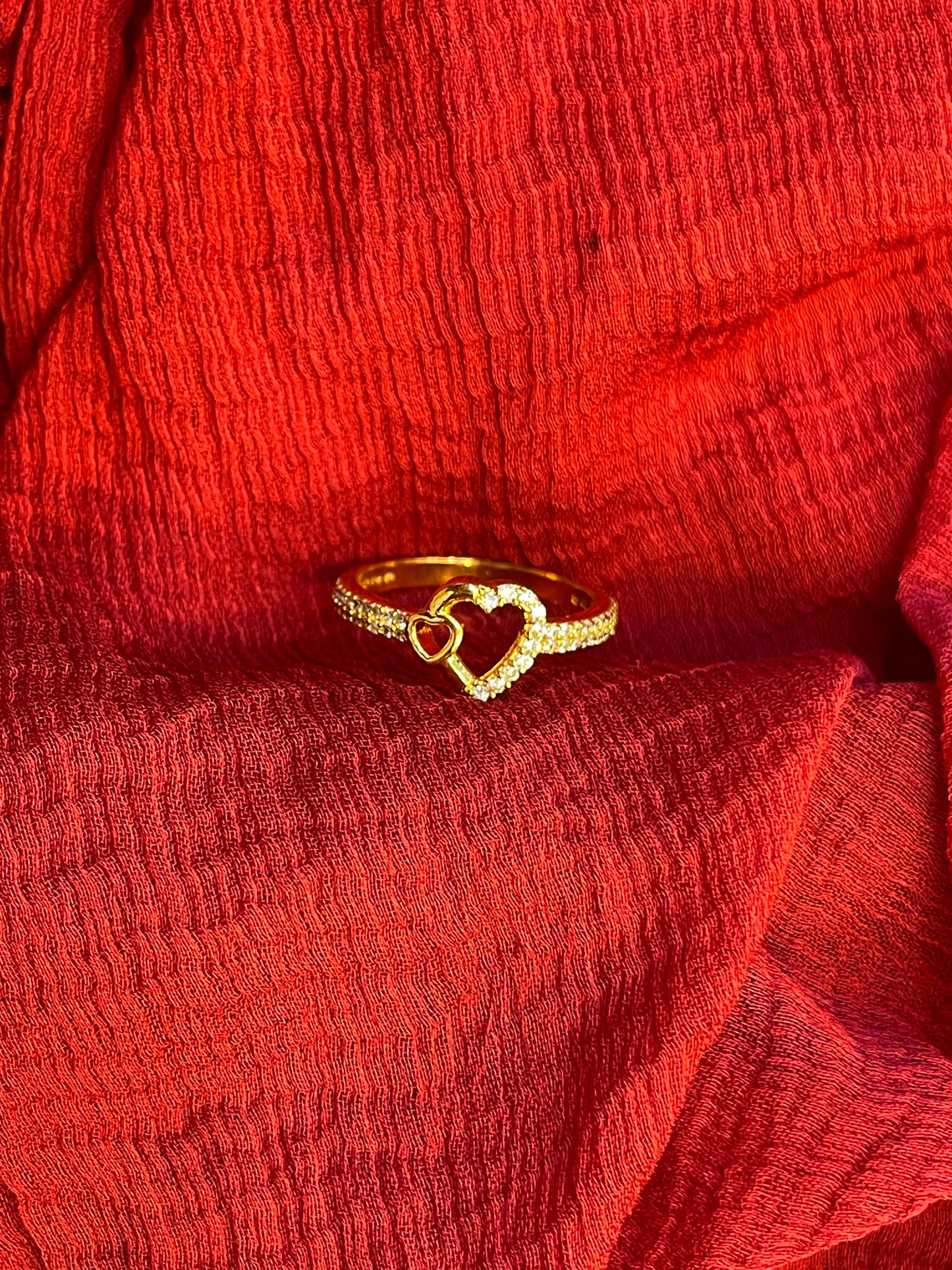 Gold Plated Silver Elegant Heart Ring