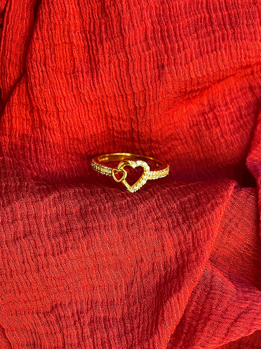 Gold Plated Silver Elegant Heart Ring