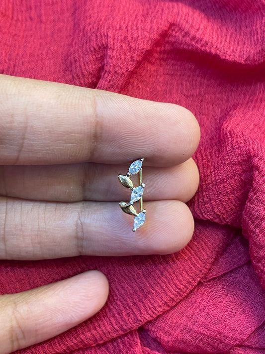 92.5 Silver Gold Plated Leaf Ear Cuffs for Women | Stylish Nature-Inspired Design | Elegant Trend Jewellery