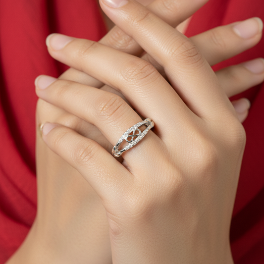 92.5 silver stylish infinity ring size 13