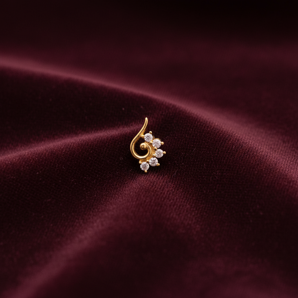 925 Silver Gold Plated S Nosepin