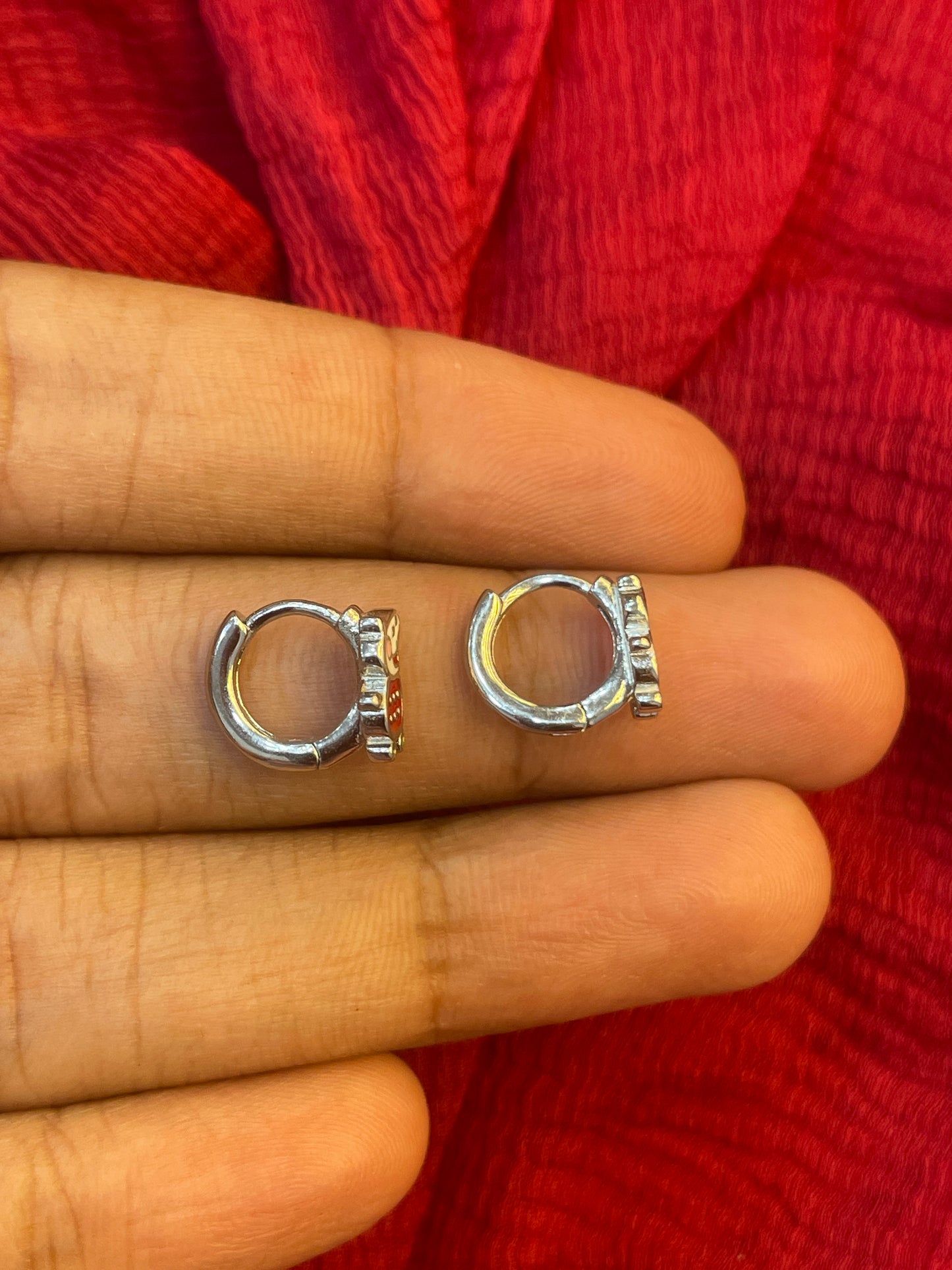 92.5 Silver Peppa Pig Kids Earrings | Cute Cartoon Design | Baby Jewellery