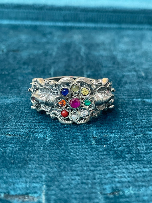 92.5 Silver Multi Stones Men’s Ring | Stylish Statement Design | Elegant Jewellery