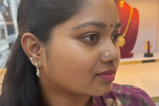 92.5 Silver Gold Plated Nose Pin | Stylish Elegant Finish | Jewellery